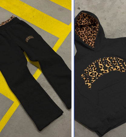 Leopard Print Letter Embroidery Street Casual Trousers Men And Women All-match Hoodie