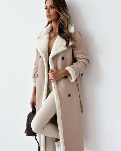 Winter Jacket With Belt Fashion Double Breasted Lapel Windbreaker Women's Long Trench Coat Mid-length Overcoat Clothing