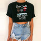 Women's Short Top Christmas Crop Top INS Style Spicy Girl Basic Short Sleeve Round Neck T-Shirt