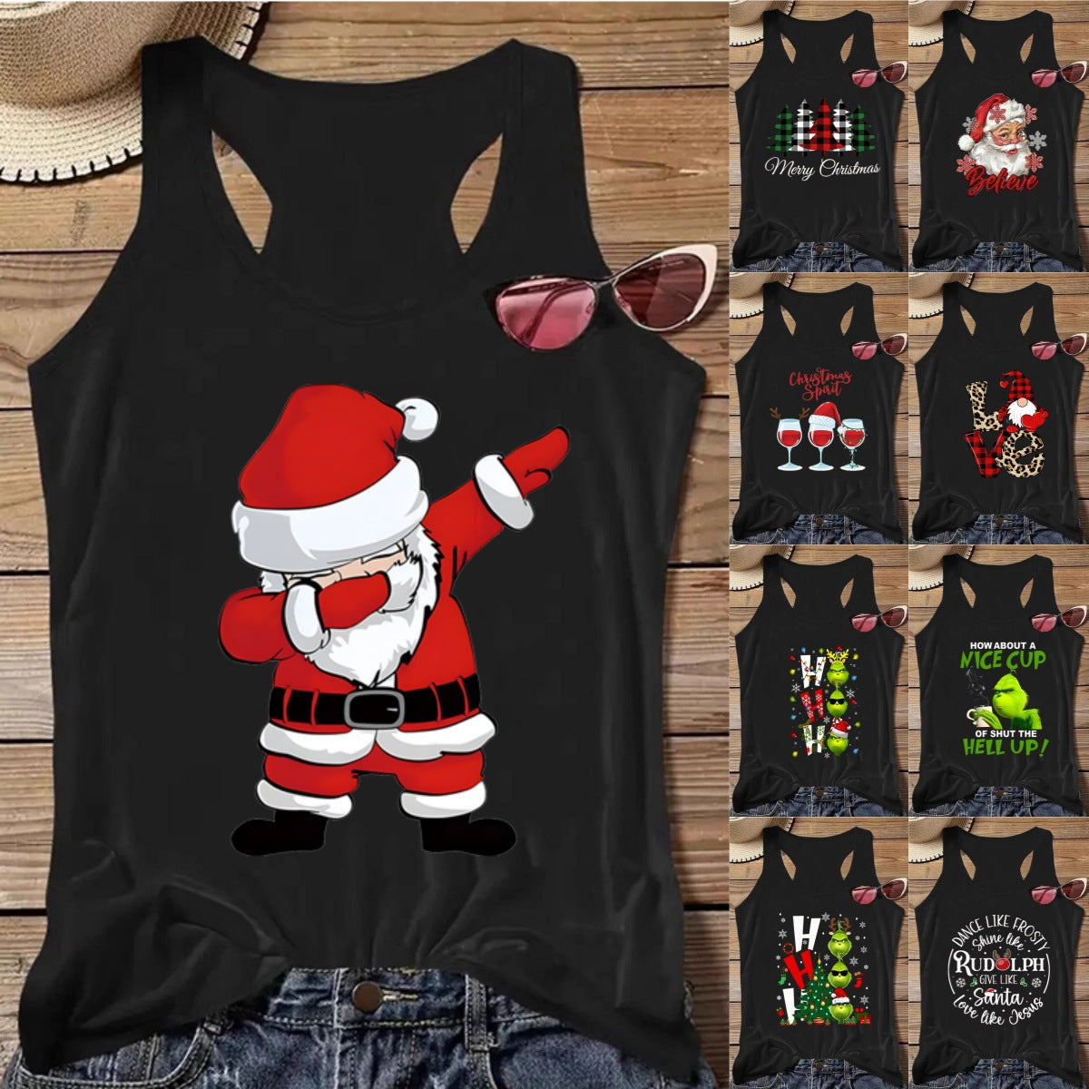 Women's Independence Day Printed Christmas Print Tank Top