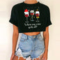 Women's Short Top Christmas Crop Top INS Style Spicy Girl Basic Short Sleeve Round Neck T-Shirt