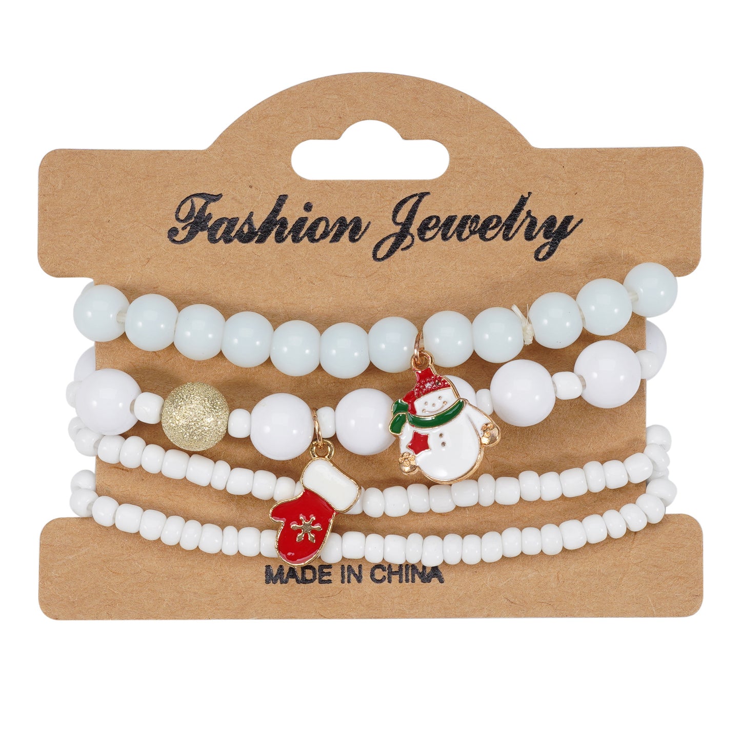 Christmas Bracelet Elastic Rope Bracelet Snowman Snowflake Christmas Tree Santa Deer Hat Pendant Bracelet Gift