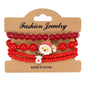 Christmas Bracelet Elastic Rope Bracelet Snowman Snowflake Christmas Tree Santa Deer Hat Pendant Bracelet Gift
