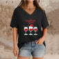 Women's Top V-neck Short Sleeve Pure Color Ladies' Christmas V-neck T-shirt