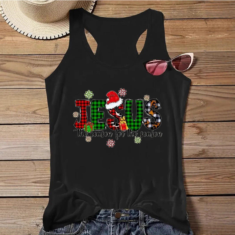 Women's Independence Day Printed Christmas Print Tank Top